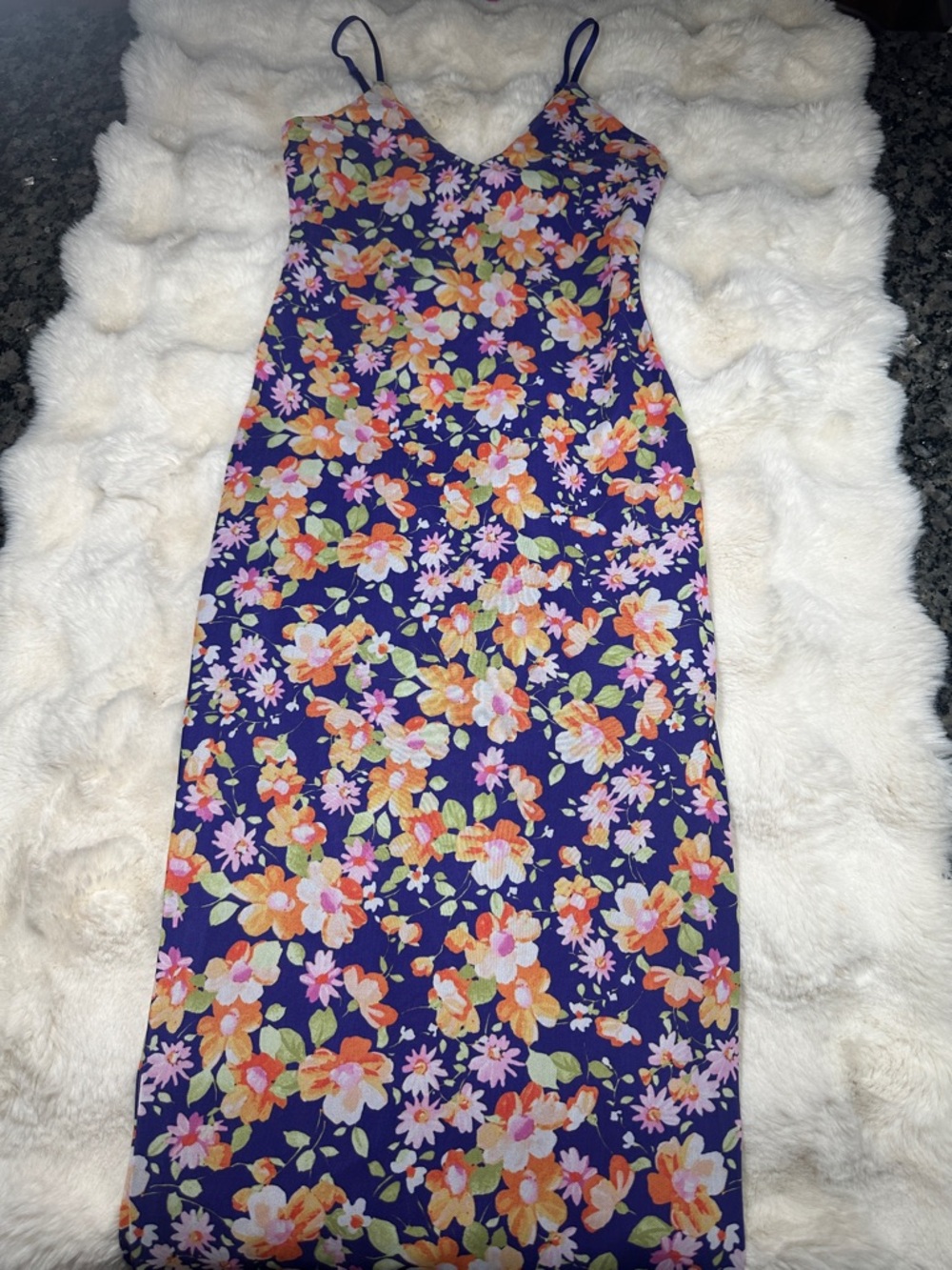 AFRM purple Floral Maxi Dress with Orange, Pink & Green
